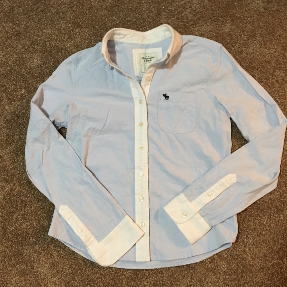 White and blue classic button up